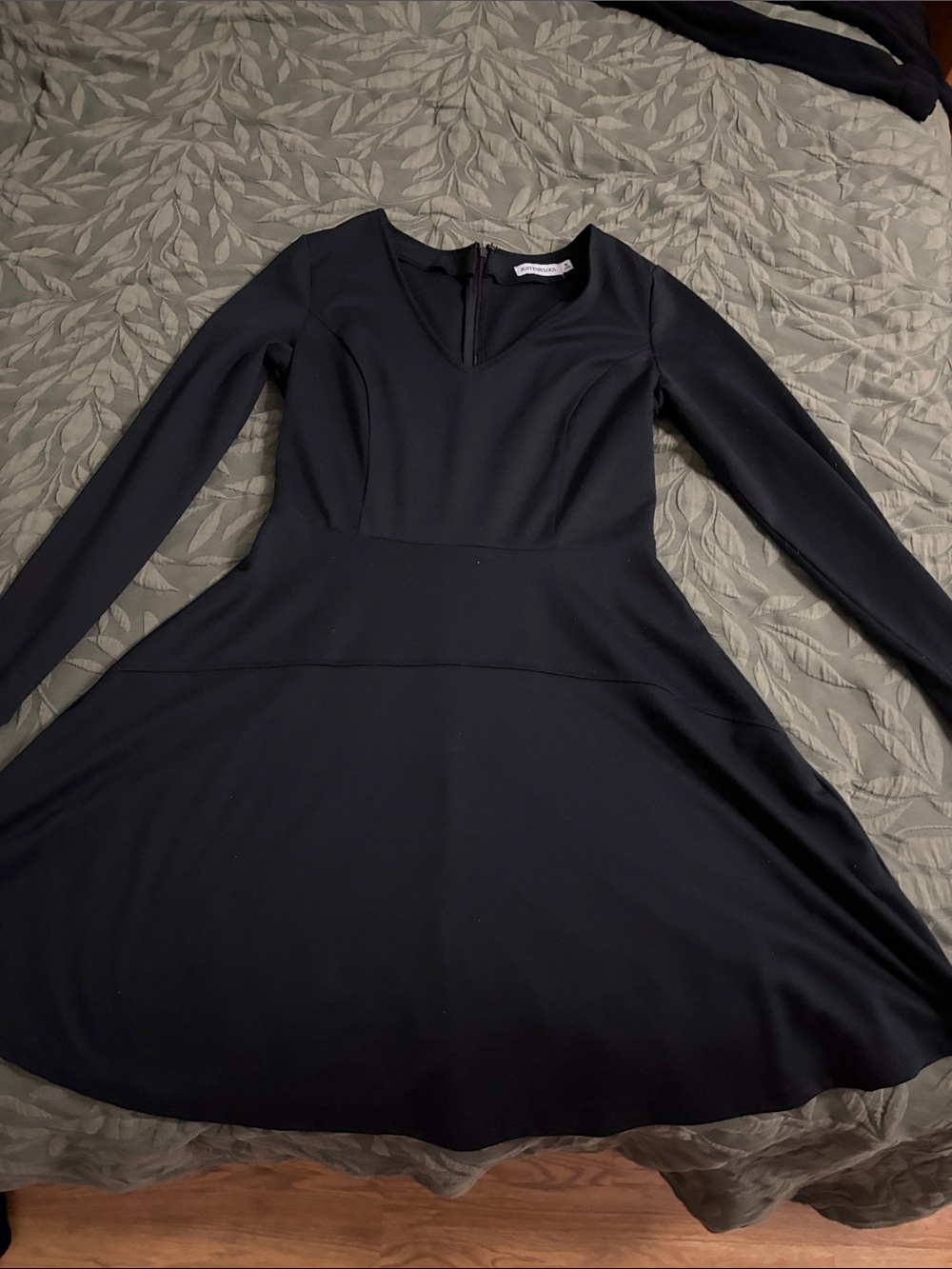 Long-Sleeve Black Fit-and-Flare Dress